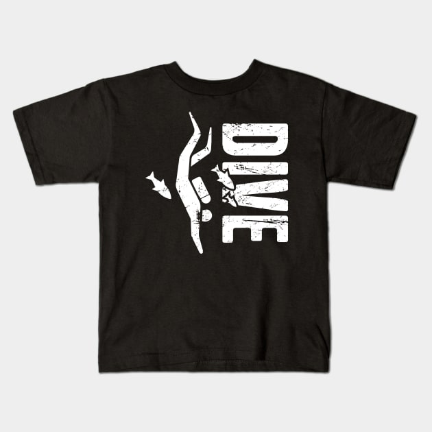 DIVE | Distressed Scuba Diving Design Kids T-Shirt by MeatMan